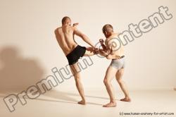 Underwear Martial art Man - Man White Moving poses Slim Short Blond Dynamic poses Academic